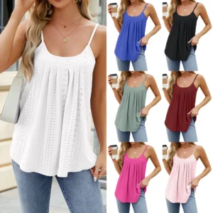 Women's Sleeveless Plain Vest Ladies Loose Tank Top Spaghetti Strap Vests L-XXL